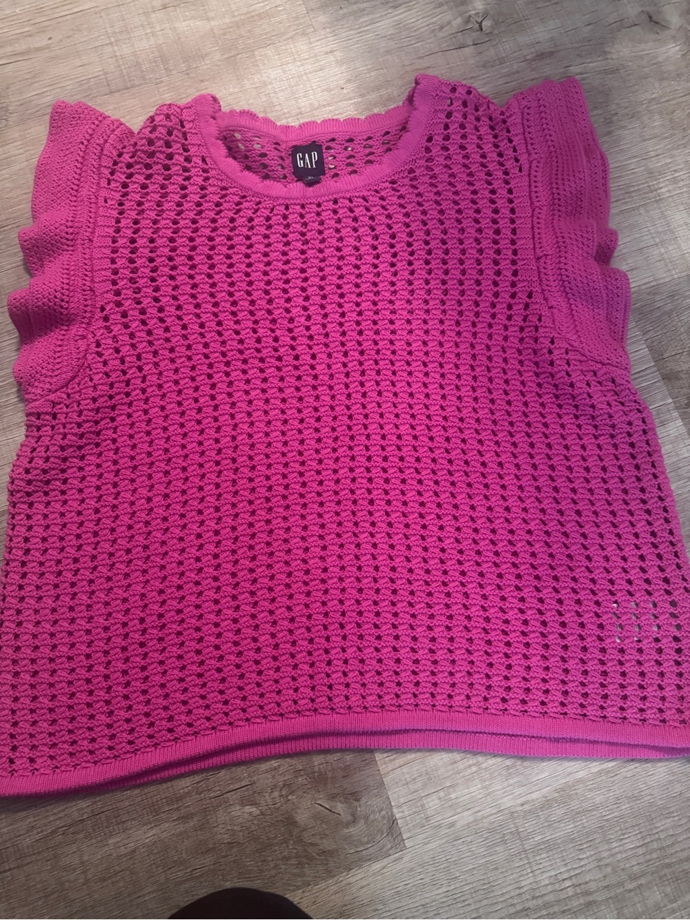 GAP Size XL Hot Pink Crochet Knit Shell Top